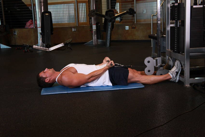 Lying Cable Curl — start position