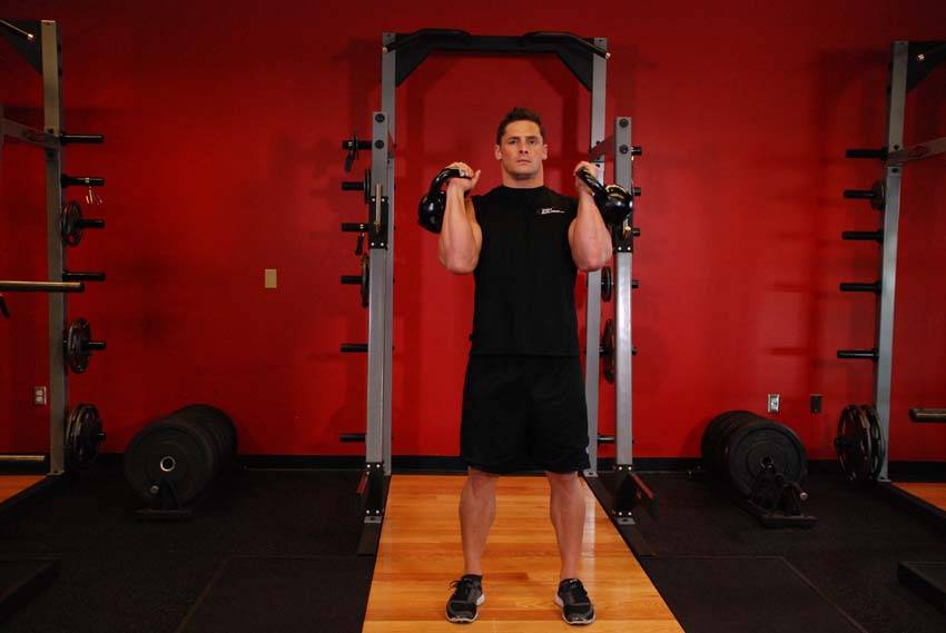 Alternating Kettlebell Press — start position