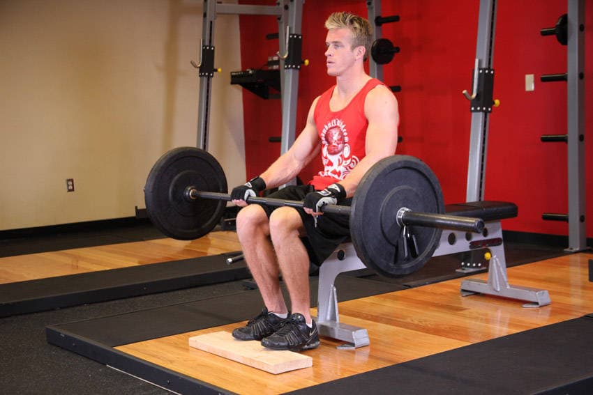 Barbell Seated Calf Raise — start position