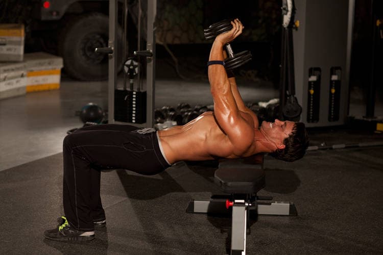 Close-Grip Dumbbell Press — start position