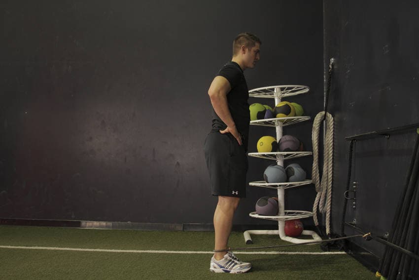 Hip Extension with Bands — start position