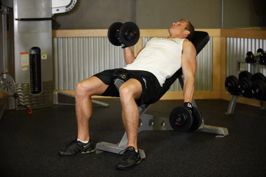 Incline Dumbbell Curl — start position