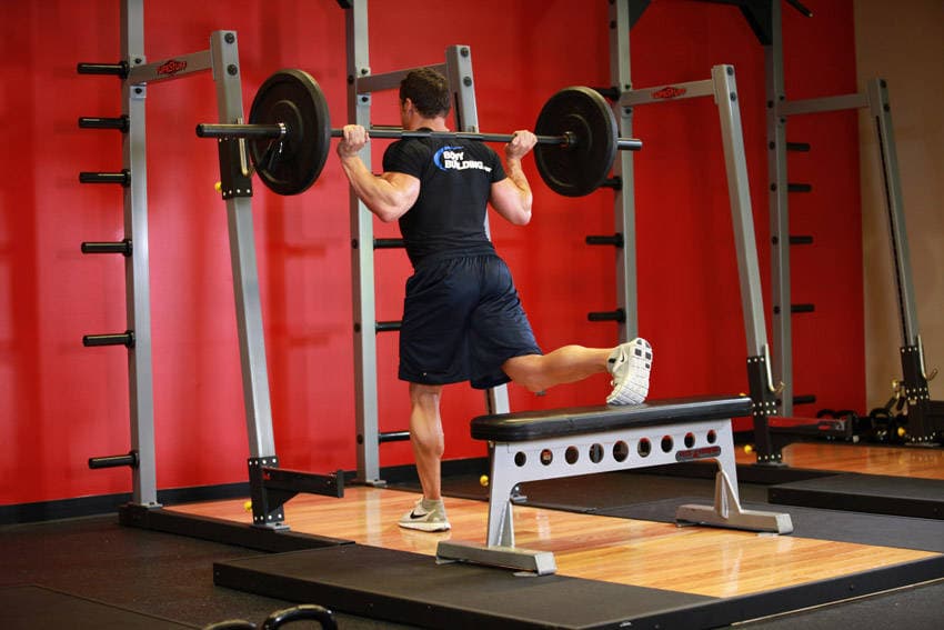 One Leg Barbell Squat — start position