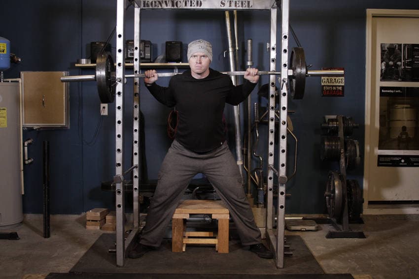 Reverse Band Box Squat — start position