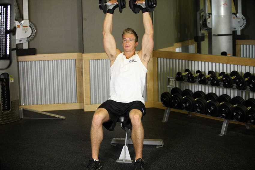 Seated Dumbbell Press — start position
