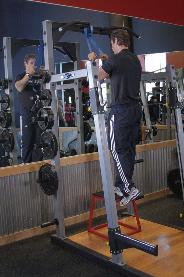 Single-Leg High Box Squat — start position