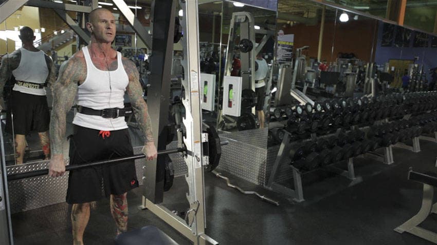 Smith Machine Hang Power Clean — start position