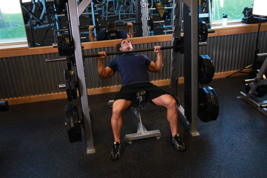 Smith Machine Incline Bench Press — start position